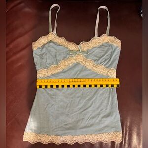 Y2K Lace Trimmed Camisole - Blue and Cream